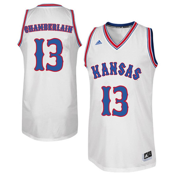 Men #13 Wilt Chamberlain Kansas Jayhawks Retro Throwback College Basketball Jerseys Sale-White